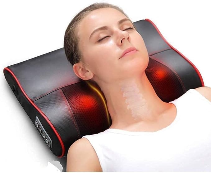 Shiatsu Massage Pillow - Back and Neck Massager Deep Kneading Neck Shoulder Lumbar Calf Leg Foot Back Massager Body Muscle Pain Relief Use at Home Car Office
