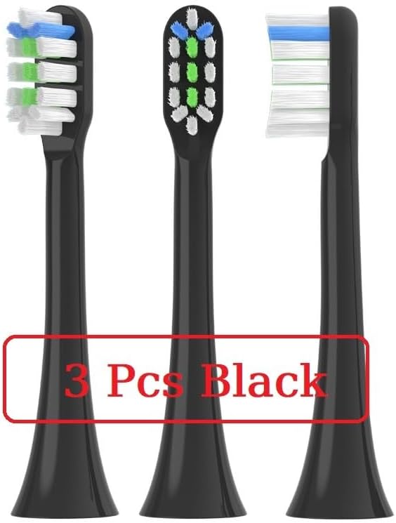 3/8/12 Pcs Compatible with SOOCAS V1/X1/X3/X5/X3U/X3PRO/v1/v2 Replacement Brush Heads Electric Toothbrush Head Soft Dupont Bristle Nozzles(3 Pcs Black)