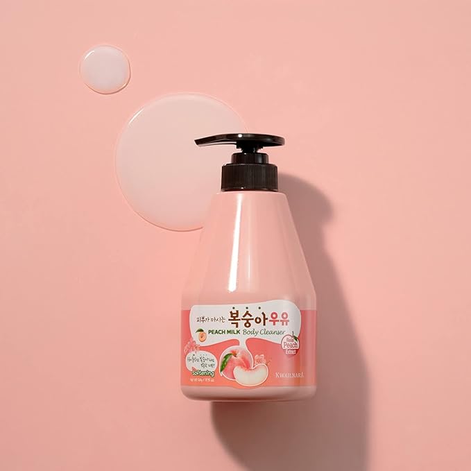 WELCOS Kwailnara Peach &amp Oat Milk Body Wash Set – Nourishing &amp Soothing Korean Skincare Duo with Vitamin C &amp Milk Proteins 560g / 19.75oz Each