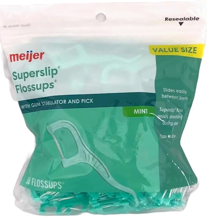 Meijer Superlip Flossups with Gum Stimulator and Pick. 1-Pack 300 Flossups