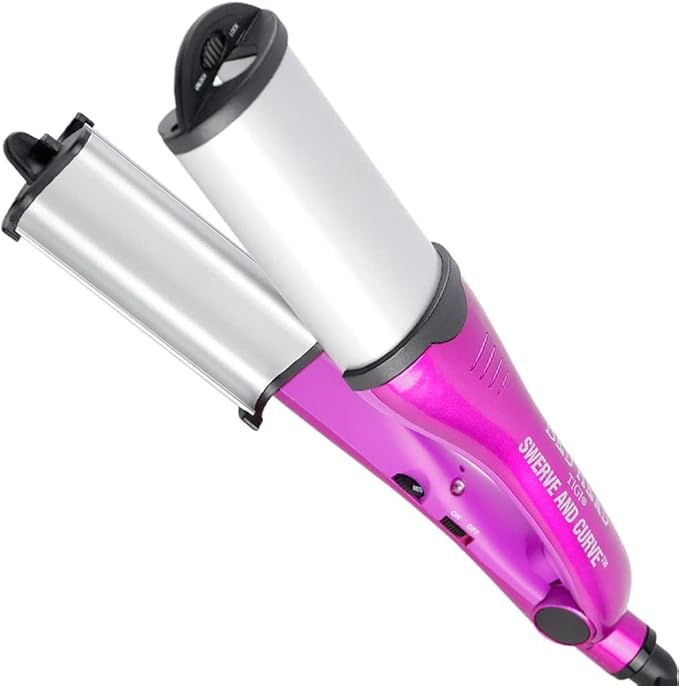 Bed Head 1 Inch Ceramic Curling Iron Crimper Waver for Beach Waves Deep Waver Hair Curler with 3 Barrels Tourmaline Ionic Curling Wand Dual Voltage Anti-Scald Fast Heat Easy for Women