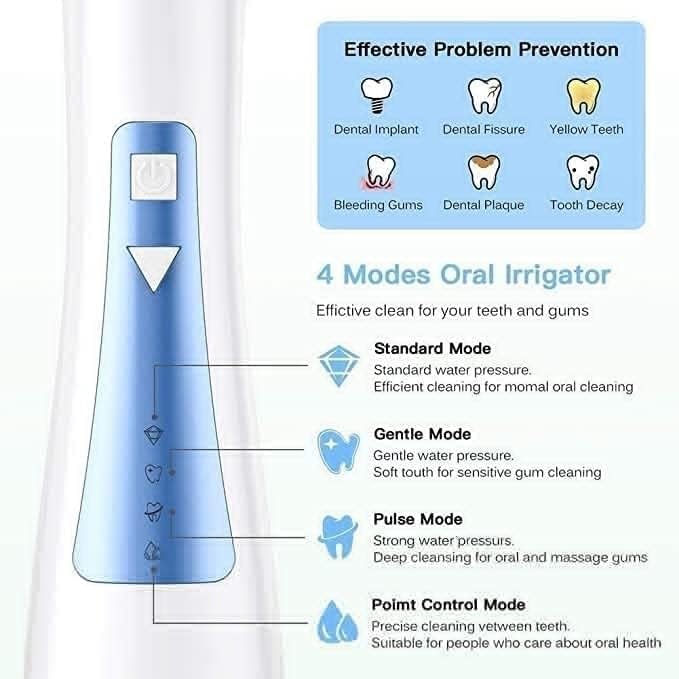 Water Flosser Cordless for Teeth - 3 Modes Dental Oral Irrigator Portable and Rechargeable Waterproof Powerful Battery Life Easy to Clean Saves Space