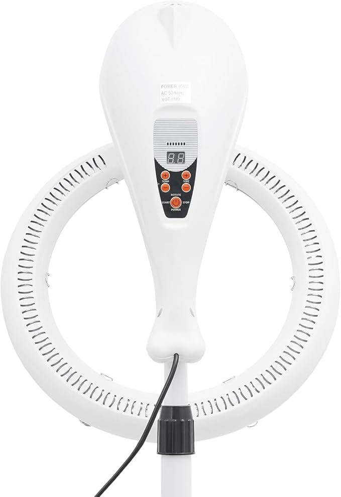 Multifunction Stand Hair Dryer 950W Perm Styling Hair Processor w/LCD &ampTemperature Control 61.81-70.08 Height Adjusted Salon Drying Perming Equipment for Beauty SalonsHair Salons (White)