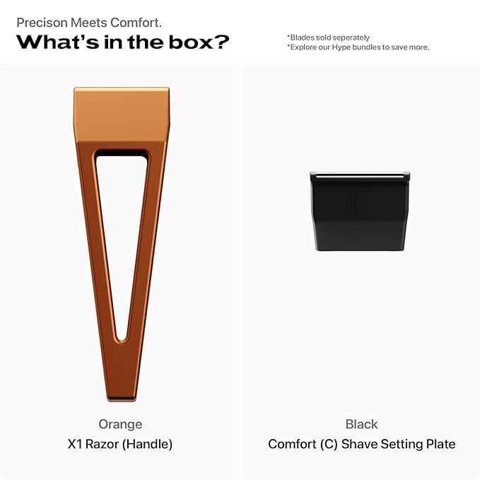 HYPE X1 Safety Razor - Aerospace Grade Aluminum - Magnetic Comfort (C) Shave Setting - Ergonomic V-Shaped Reusable Gentle Shaving Razors For Men and Women - Orange