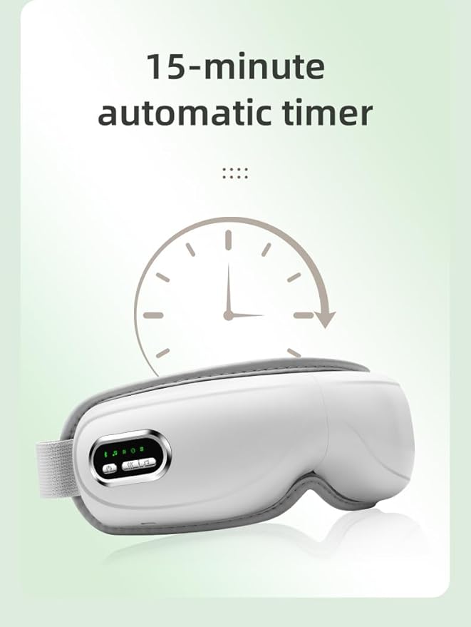 Eye Massager with Heat Rechargeable Music Function Adjustable Strap White and Gray Gifts for Business Women