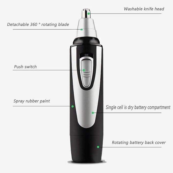 WEedsy Ear and Nose Hair Trimmer Clipper - Professional Painless Eyebrow and Beard Hair Trimmer for Men Battery-Operated Easy Cleansing