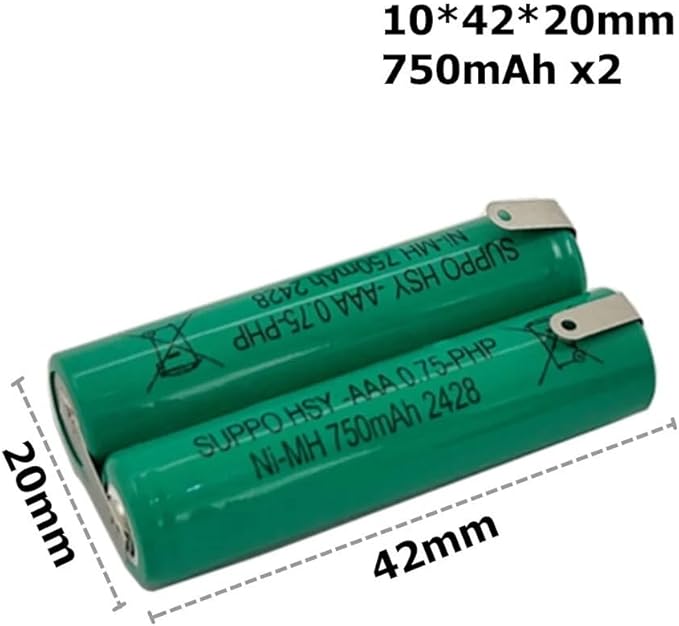 Replacement Battery .Compatible with Waterpik. 900 Sonic Sensonic Plus SR-3000 Sensonic Plus SR-3000E BK-4MCCE 2.4V 1500mAh 2400mAh Toothbrush(1 Pack 750mah x2)