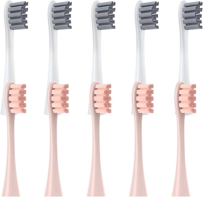 10 Pcs Replacement Brush Heads Compatible for X/X PRO/ Z1/ F1/ One/Air 2 /SE Toothbrush Soft Bristle Nozzles Refill(5Pink5Gray)