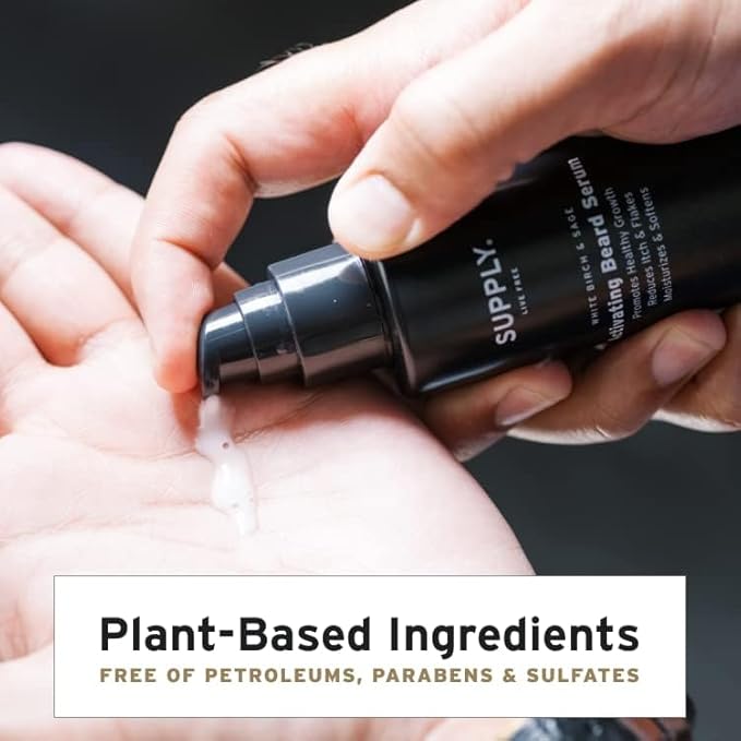 Supply Activating Beard Serum – Plant-Based Ingredients with Biotin &amp Red Clover Extract to Promote Beard Growth Revive Follicles &amp Support a Fuller Thicker Beard – 2.0oz