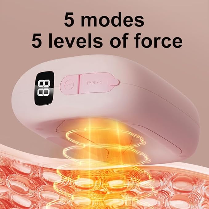 Multifunctional Full-Body Fascia Ring 5-Speed Adjustable Abdominal Vibration for Fat Burning Massager USB-C Rechargeable Portable Pain Relief &amp Recovery for Neck Shoulder (Pink)