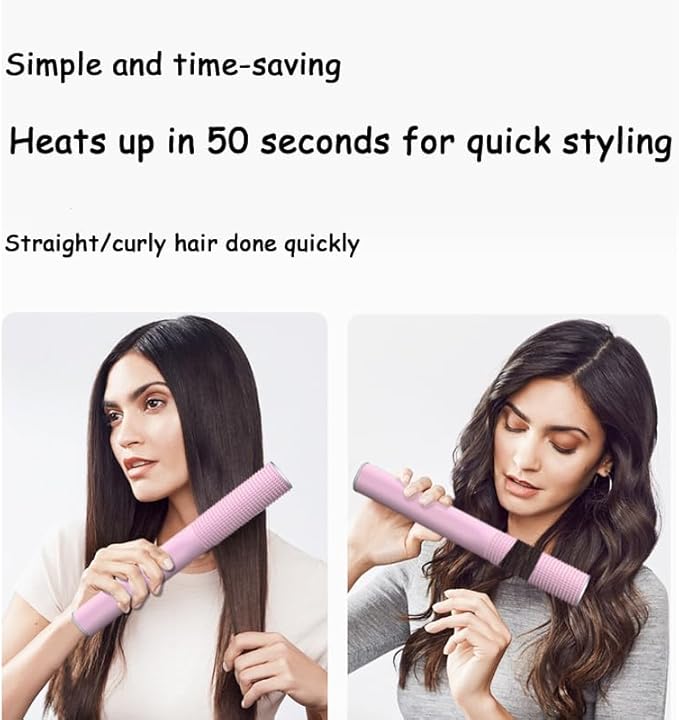 Cordless Hair Straightener Brush 5 Temperature Setting USB Rechargeable Hair Straightener Comb Fast Heating Styling Anti-Scald Design Curling Iron