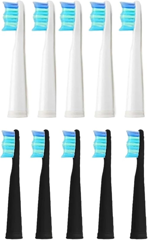 10pcs Electric Replacement Brush Heads Sonic Toothbrush Hygiene Care 899 Set Compatible for Seago SG910 SG507 SG958 SG515 SG949 SG575(10 Black Heads)