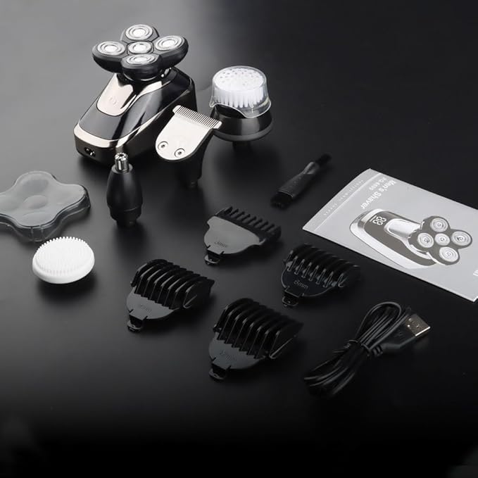 Head Shavers for Bald Men 5 In 1 Bald Head Shaver Electric Razor For Men LED Display Nose Hair Beard Trimmer Clippers Facial Cleansing Brush USB Rechargeable