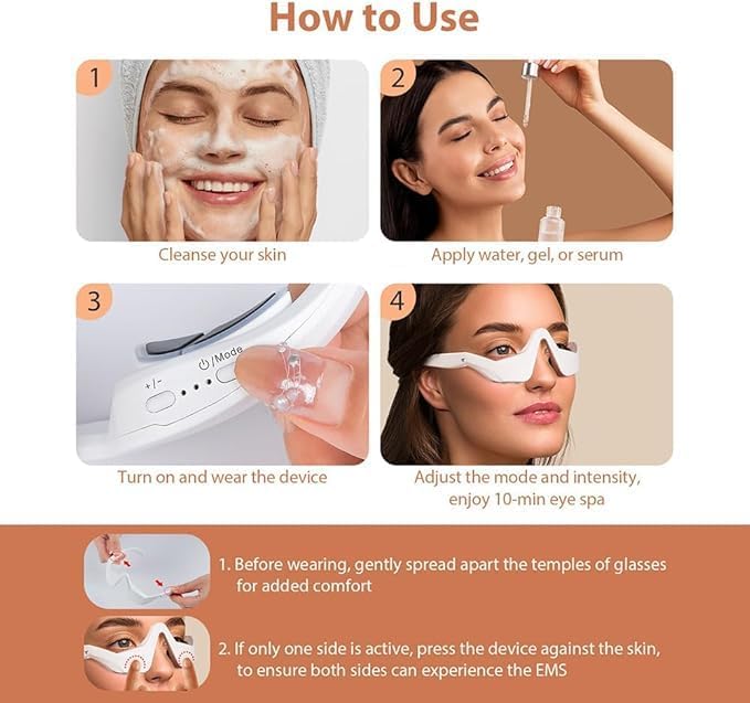 Under-Eye Red Light Therapy Device with Microcurren 3D Contour Eye Massager for Dark Circles Eye Bags &amp Wrinkles Rechargeable Under Eye Treatment Device for Puffiness and Fine Lines