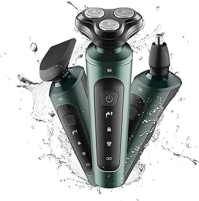 Mens Electric Shaver Razor Beard Trimmer Rotary Shaver Cordless Sideburn Trimmer Nose Trimmer Wet Dry Shaver Waterproof USB Rechargeable 3 in 1