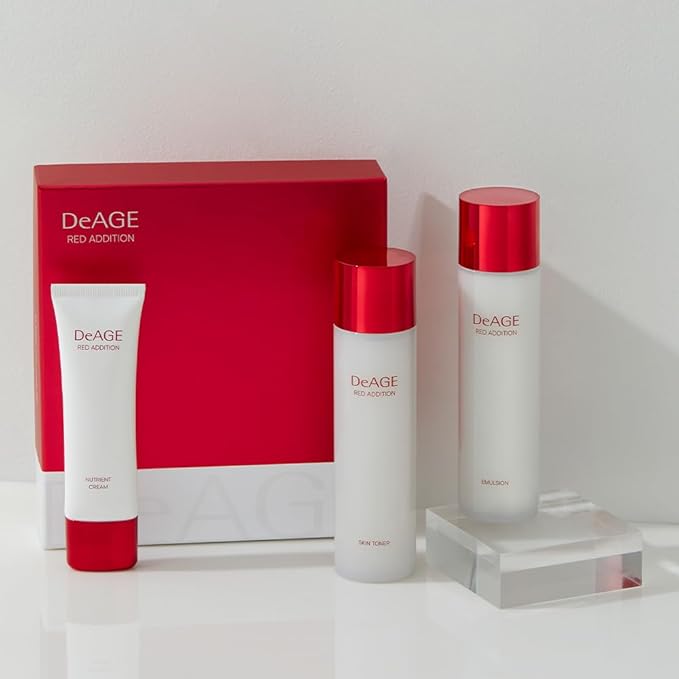 CHARMZONE DeAge Red Addition Classic Skin Care Set (New Version) – 3-Piece Anti-Aging Kit with Toner Emulsion &amp Cream – Red Wine Pomegranate &amp Tomato for Hydration Firming &amp Radiance