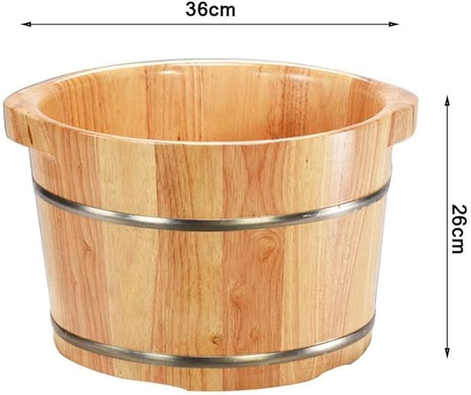 Foot Bath Barrel/Foot Tub Solid Wood Natural Thicken Foot Spa Wooden Tub with Cover Massage Beads Foot Massage Basin for Soothe Relax Tired Feet Salon Massager Tub (Size : B)