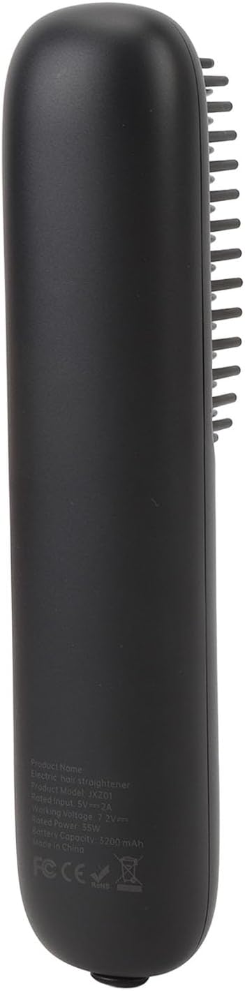 Hair Straightening Brush USB Rechargeable 3 Levels Negative Ions Portable Ceramic Hair Straightener Comb