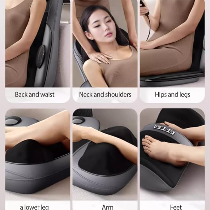 Beloving Shiatsu Neck &amp Back Massager with Heat Massager Chair Pad with Deep-Kneading Nodes Adjustable Seat Massager for Full Body Relaxation Use at Home Office