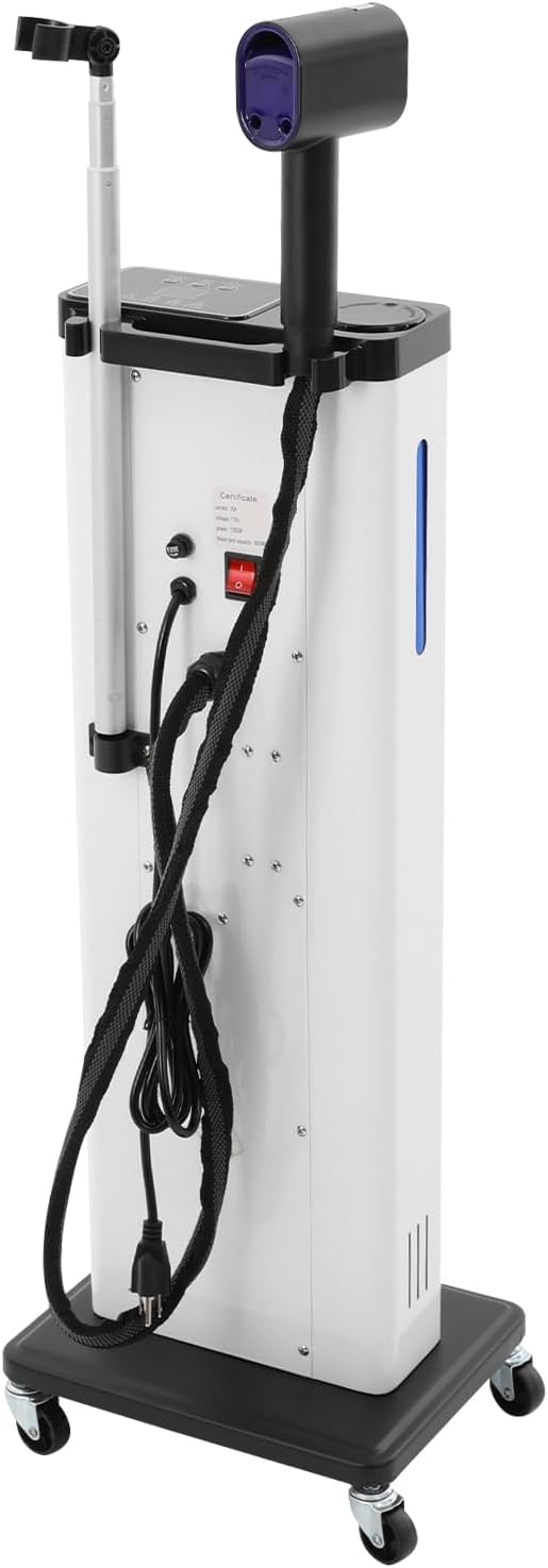 Electric Nano Hair Steamer 3 in 1 Deep Conditioning Hair Care Machine with Nano Spray Micro Mist Nano Hair Steamer Blue Light Standing Hair Color Processor for Beauty Salon 1300W (White)