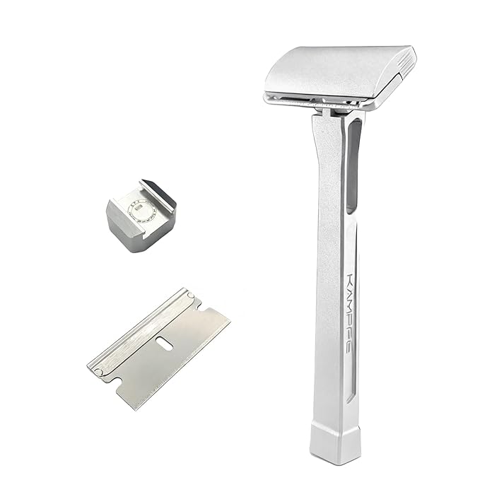 KAMPFE Upgraded Version Safety Razor Made of 6061 Aluminum Alloy Material Comfortable shavingGEM Single Sided Safetyshaver Shaver Handle for Men with Suction Cup Holder and Safety Razor Blades
