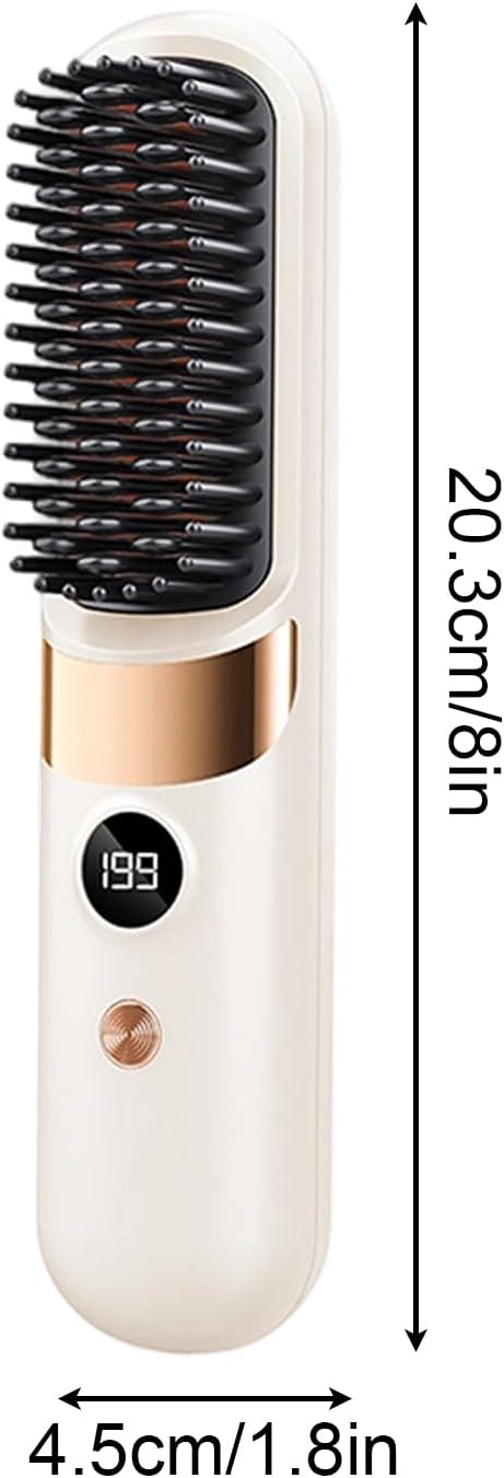 Hair Straightener Brush - Rechargeable with 4 Temperature SettingsHair Straightener Comb Cordless - for Home Travel Apartment College Dorm Vacation Women Wife Family