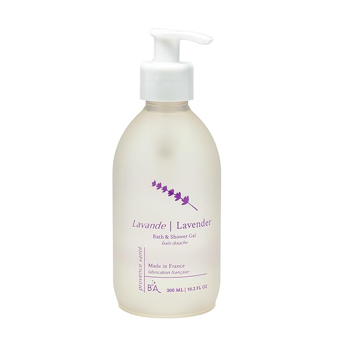 Provence Sante Cleansing Bath &amp Shower Gel - Moisturizing Almond Oil Body Wash for Dry Skin - Nourishing Calming Lavender Scent - Made in France - 10.2 Oz