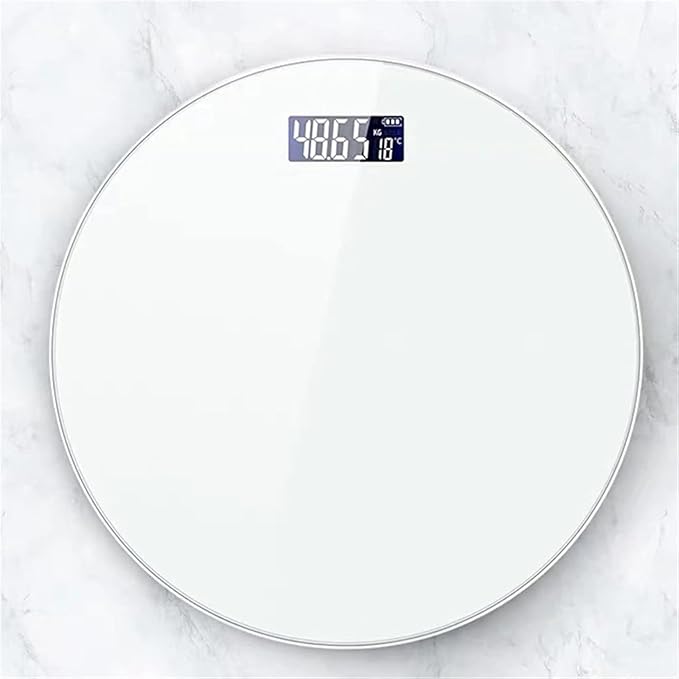Round Toughened Glass Bathroom Scale LED Digital Electronic Weighing Scales Auto-Off Body Scale with Anti-Slip Base