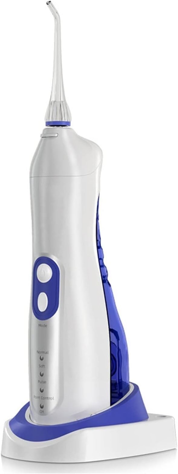 Water Flosser Portable Dental Oral Irrigator with 3 Modes 4 Replaceable Jet Tips Rechargeable Waterproof Teeth Cleaner for Home and Travel -135ml Detachable Reservoir(Blue-B)