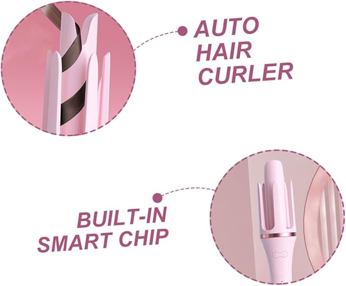 Automatic Electric Hair Curler Handheld with Temperature US Plug for Home Use Sleek Styling Tool for Long Hair Fast Heating Wave Curling Wand Heat Protection for Damage Reduction