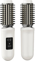 Cordless Curling Iron BrushUSB Rechargeable Portable Travel Mini Hair Curler3 Temperatures | Fast Heating2600mAh Wand with Negative Ion for CurlTouch-UpDe-Frizz &amp Styling (White)