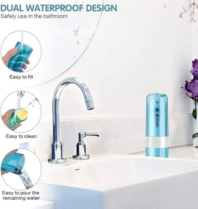 Water Flosser Professional Cordless Dental Oral Irrigator Portable Water Tank and Rechargeable IPX7 Waterproof 4 Modes Water Flosser for Home and Travel Braces &amp Bridges Care