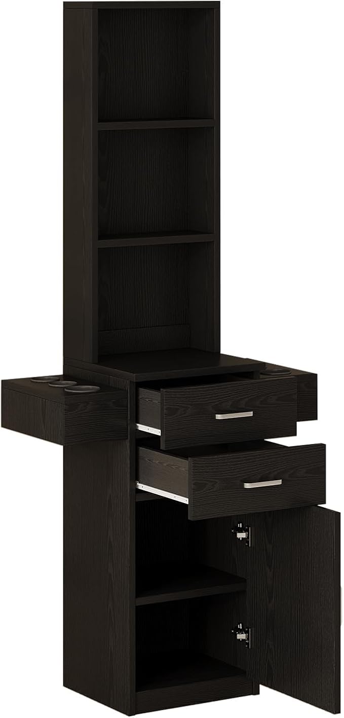 4ever2buy Salon Station for Hair Stylist Black Barber Station Hair Salon Station Hair Station Equipment Hair Dryer Holder Black