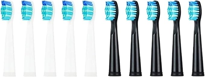 5-10Pcs Replacement Brush Heads Compatible for Seago/Fairywill Electric Toothbrush FW/SG 507/508/515/551/917/959/908 Bristle(5 Black 5 White)