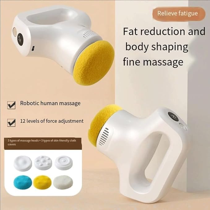 Massage Gun 12-Level Adjustable Portable Home Massage Tool with 3 Heads for Back 3 Massages Heads for Back Neck Body(Pink)