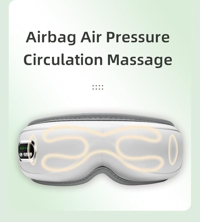 Eye Massager with Heat Rechargeable Music Function Adjustable Strap White and Gray Gifts for Business Women