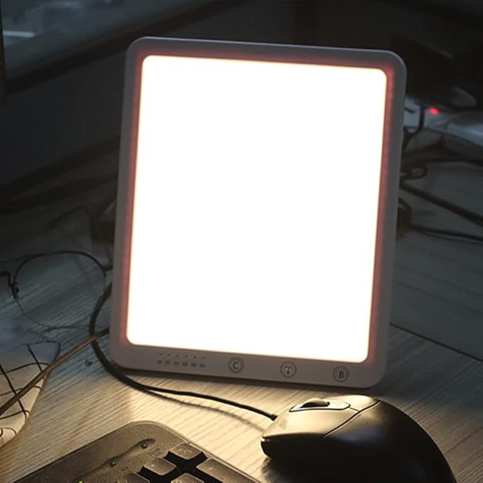 Light Therapy Lamp 10000 Lux Sunlight Lamp with 3 Color Modes 5 Brightness Levels 6 Timer Settings Full UV-Free LED SpectrumWhite