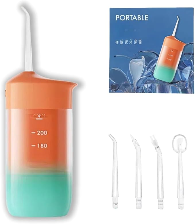 Portable Water Flossers for TeethTelescopic Travel Water Flosser Rechargeable 4 Nozzle OptionsIPX7 Waterproof (Orange)