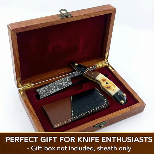 Damascus Steel Straight edge Razor Barber Salon Shaving wet shave real leather sheath for men SM151