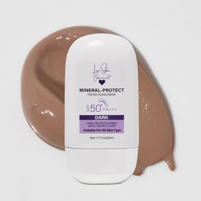 Mineral Protect Tinted Sunscreen SPF 50 PA+++ – Dark Tint | 100% Mineral Reef-Safe Unscented Broad Spectrum Daily Face Sunscreen