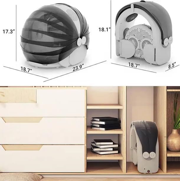 ShowyLive Automatic Dog Hair Dryer Box for Pets Foldable and Large Capacity 8 High-Velocity Fans 360° Airflow Temperature Control 4-Speed Settings and Timer 16 Gallons