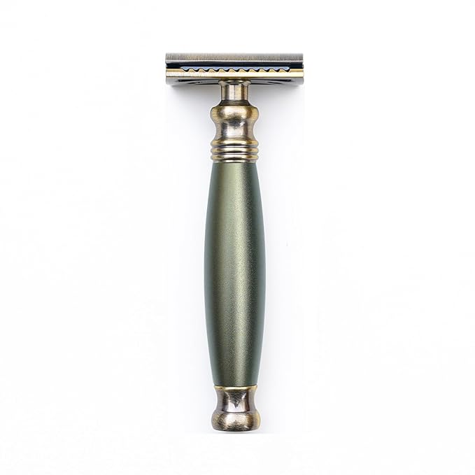 FREED Bronze Series Double Edge Safety RazorAluminum alloy material with 10 Japanese 6cr13 Stainless Steel Bladeit's the best gift for men fathers or birthday (Green)