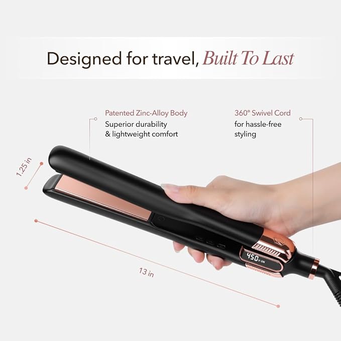SRILabs StyleQ Flat Iron Hair Straightener Styler - GraphFlow Techonology Negative Ions Infrared Light Therapy 12 Heat Settings for Straight Smooth Waves and Curls: All Hair Types