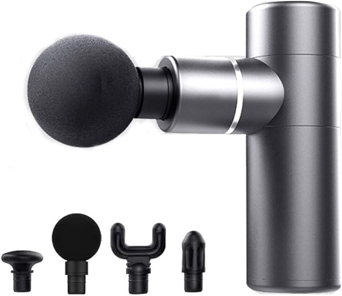 Mini Portable Massage Gun Percussion Electric Massage GunPortable Body MassagerDeluxe Full Aluminum BodySuper Quiet Brushless Motor (Gray)