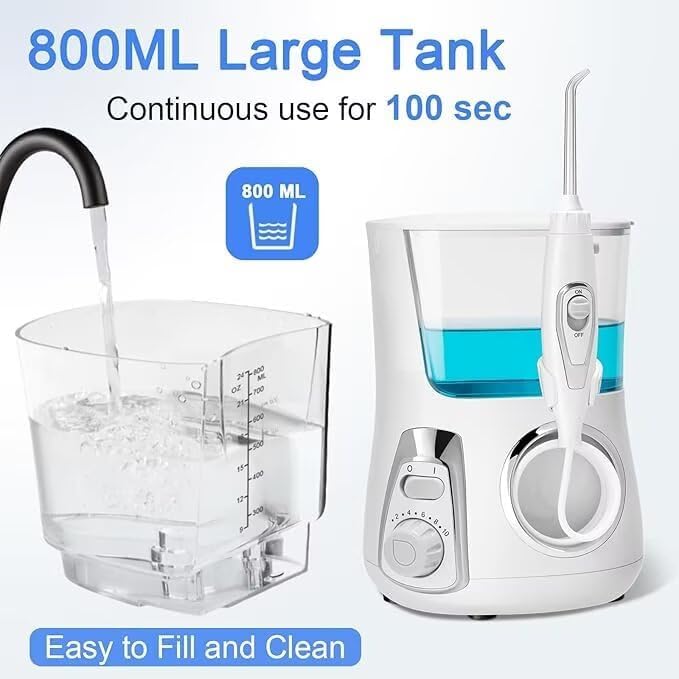 Water Flosser for Teeth and Braces 800ML Dental Oral Irrigator with 10 Pressure Levels 7 Jet Tips Toothbrush &amp Nozzle Cleaning Case Family Oral Care