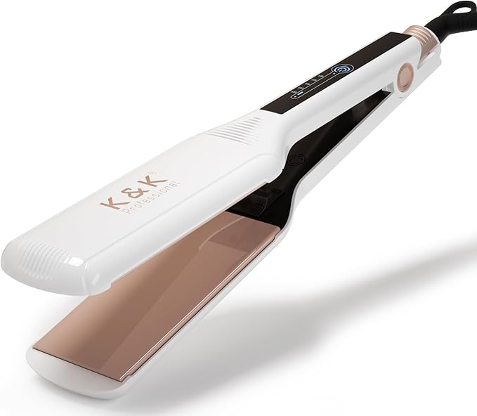 K&ampK 2.25 Inch Flat Iron Hair Straightener Professional Extra Wide Hair Straighteners for Therapy Keratin 3D Floating Ceramic Tourmaline Coating Plate Irons for Thick Hair Damage and Frizz