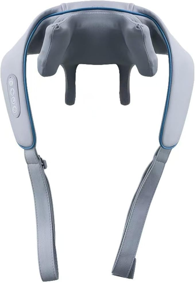 Cordless Neck and Back Massager with Heat 4-Node Deep Kneading Electric Shoulder Massage Pillow Portable Handheld Shiatsu Massager for Muscle Pain Relief 3 Speed Modes PU Leather for Home Office a