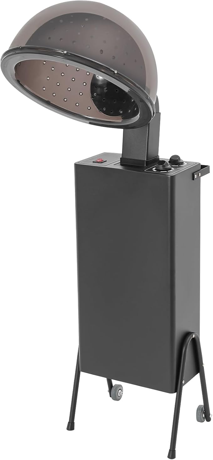 1200W Professional Hooded Hair Dryer Freestanding Hooded Dryer Standing Hair Dryer with Wheels Salon Hair Dryer Stand 60-Minute Timer 3 Temp Settings Downdraft Hood for Home Hair Salons Spa