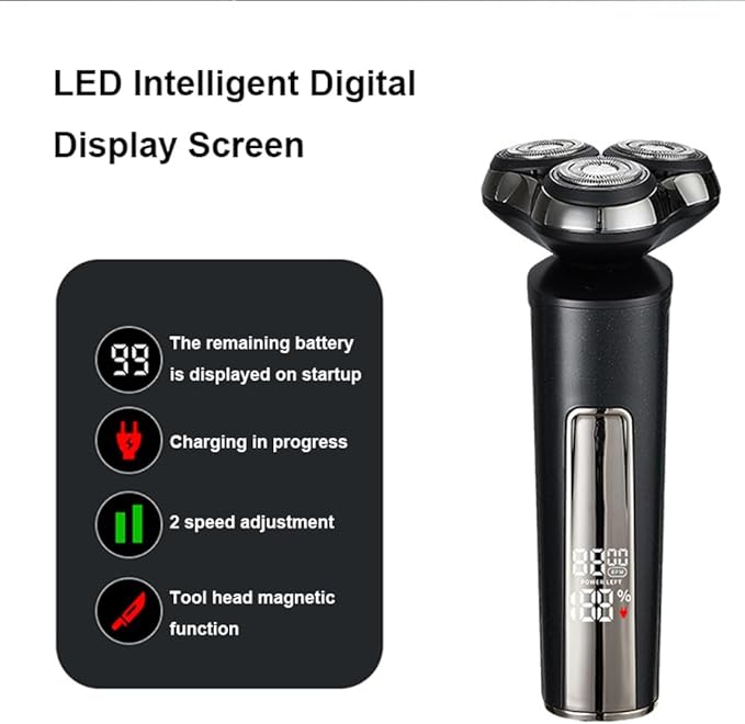 PATIGARU Electric Razors for Men - IPX7 Waterproof for Wet &amp Dry Shave Portable Razor with LCD Display Beard Trimmer Cordless with USB-C Charging Cable