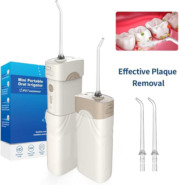 eFlosser-200ml Mini Size Portable Water Flosser Professional Cordless Oral Flosser 5 Modes (White)